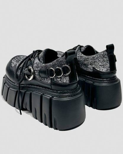 Chunky Studded Platform Lace Up Shoes