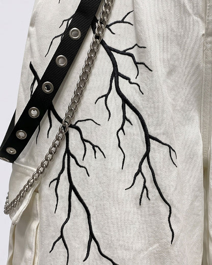 LIGHTNING Series | Gothic Chain Strap Utility Shorts