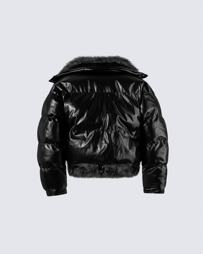 Puffer Jacket with Fur Trim