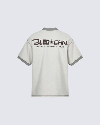 Vintage Number Print Contrast Trim T Shirt
