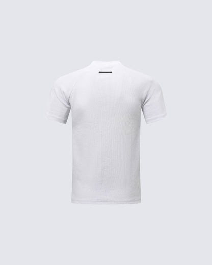 Logo Print Ribbed Knit T-Shirt
