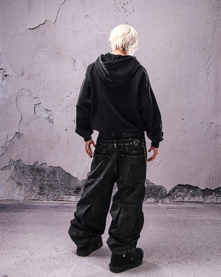 Double Waist Silver Wash Baggy Street Pants
