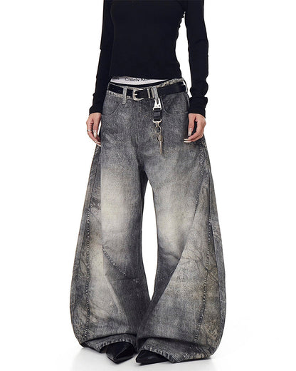 Vintage Washed Wide-Leg Jeans