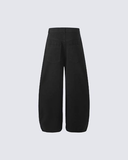 Graphic Patch Wide Leg Denim Pants