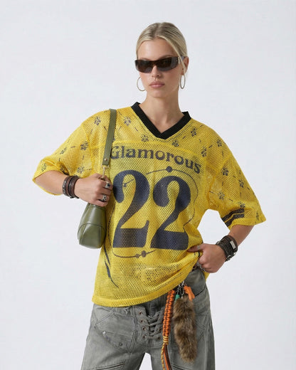 Vintage Mesh V-Neck Top New