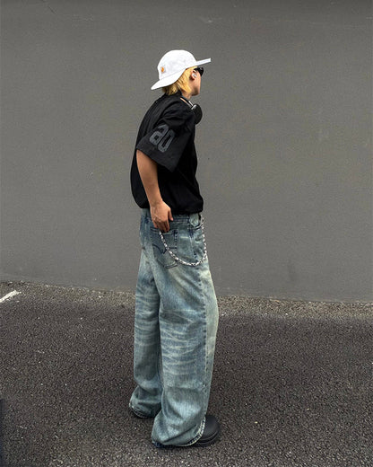 Vintage Washed Straight-Leg Jeans