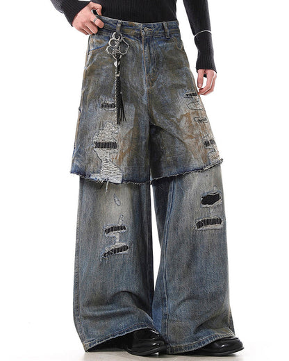 Vintage Split-Cut Denim Jeans