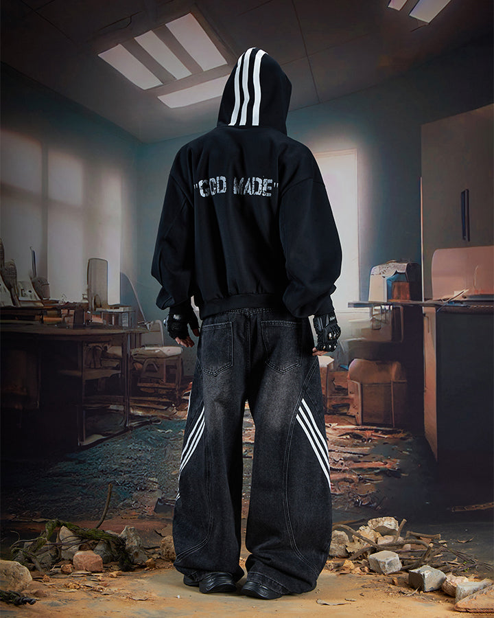 New Punk Stripe Hooded Sweatshirt