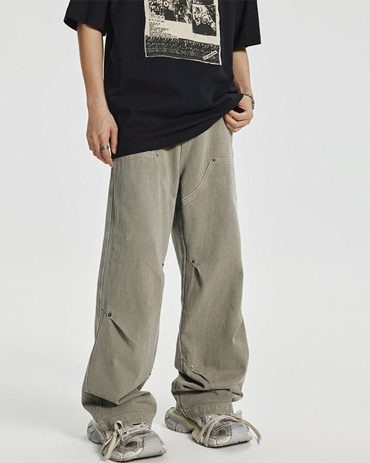 Minimal Rivet Panel Wide Leg Pants
