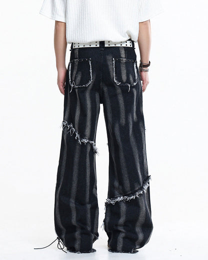 Heavy Distressed Washed Denim Jeans