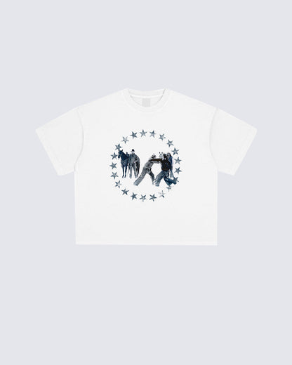 Vintage Star Ring Cowboy Graphic Washed Tee