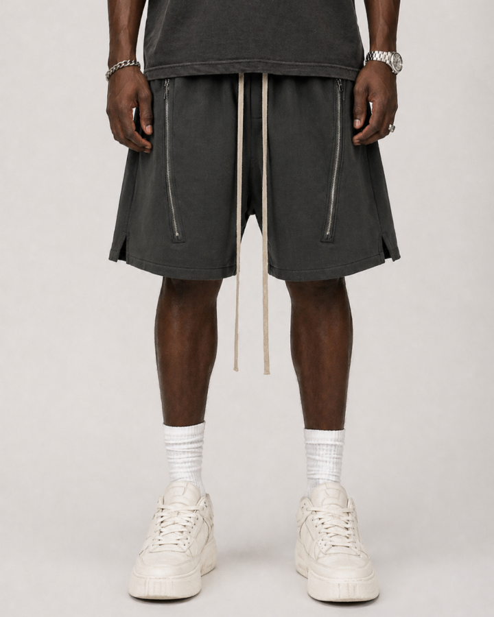 Minimal Zipper Detail Street Shorts