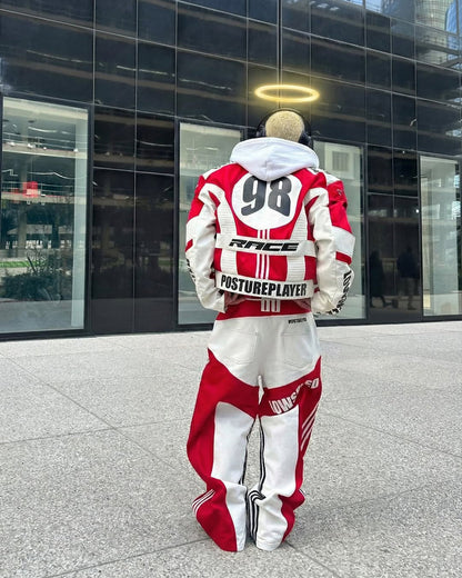 KIIKIO Racing Style Graphic Oversized Jacket