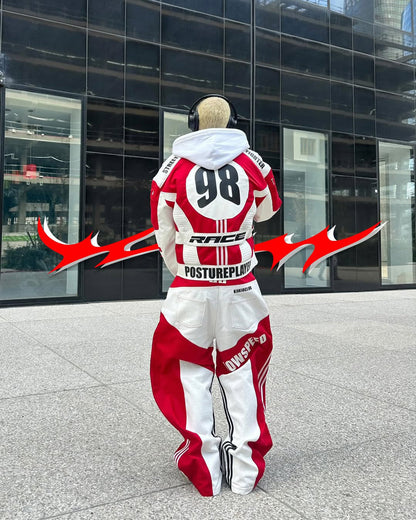 KIIKIO Racing Style Graphic Oversized Jacket