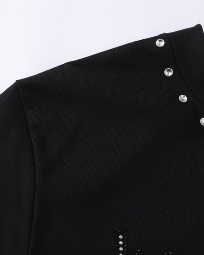 Minimal Studded Letter Print Street T-Shirt