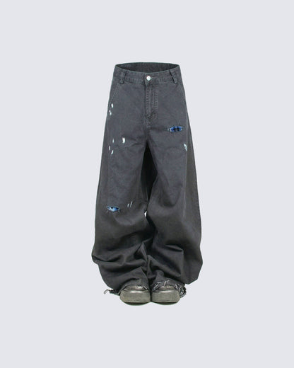 American Wrinkled A-Line Utility Jeans