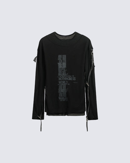Gothic Skull Print Long Sleeve T-Shirt