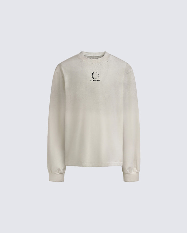Distressed Crewneck Long Sleeve T-Shirt