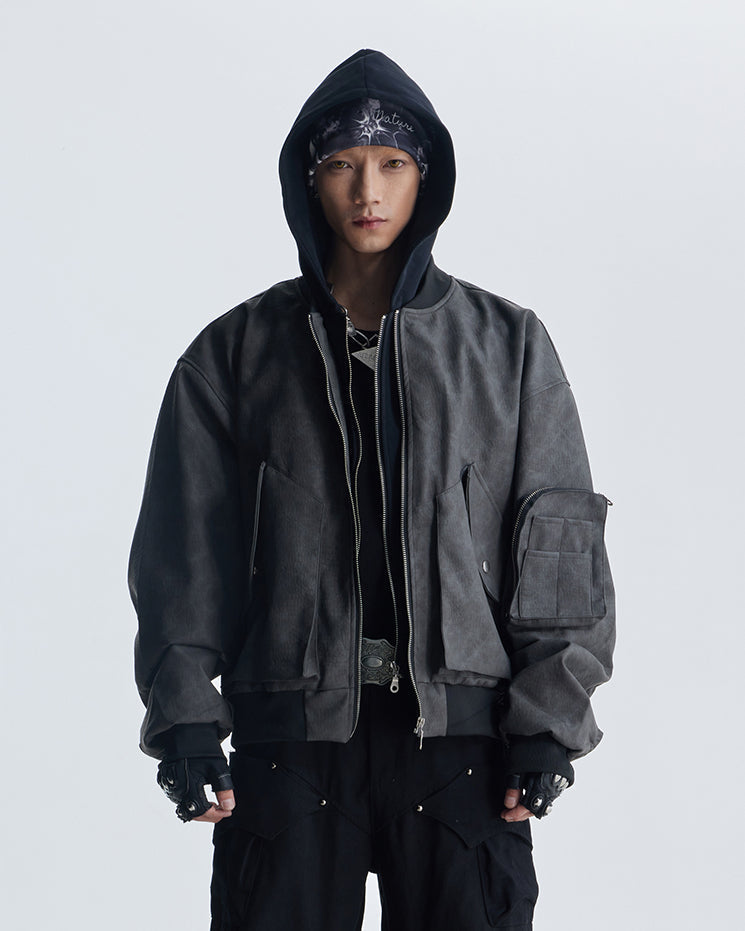 Black Layered Hooded Couple Jacket