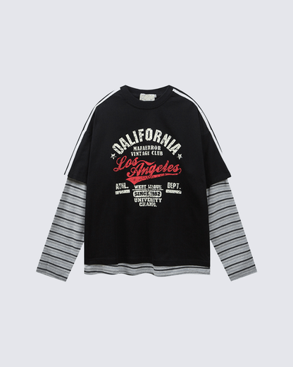 Layered Sleeve Graphic Tee – Vintage Style