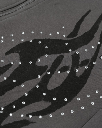 Rhinestone Flame Graphic Hoodie