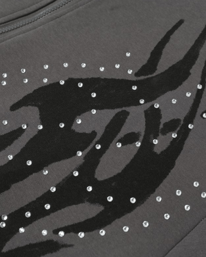 Rhinestone Flame Graphic Hoodie