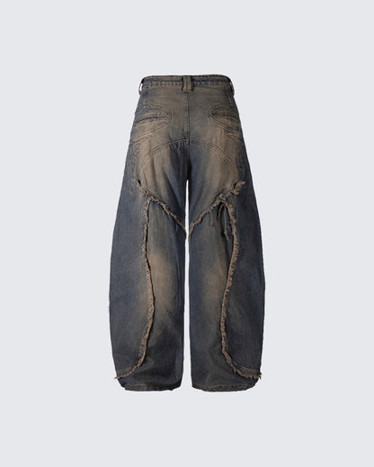Heavy Deconstructed Washed Jeans