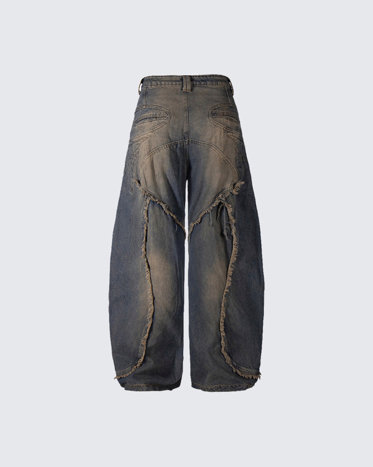 Heavy Deconstructed Washed Jeans