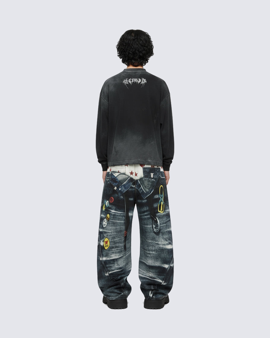 KIIKIO Vintage Washed Graphic Long-Sleeve Tee