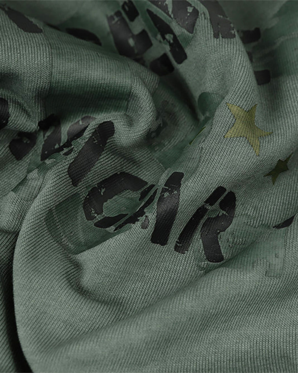 Retro Letter Distressed Hooded Sweatshirt