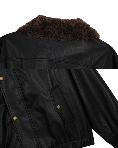 Vintage Mountain Eagle Detachable Leather Jacket