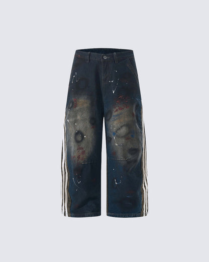 New Camouflage Washed Curved Straight-Leg Pants