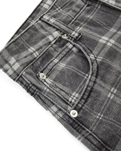 Retro Plaid Wide-Leg Casual Pants