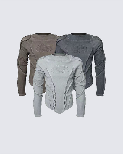 American Vintage Washed Distressed Moto Mecha Sweatshirt