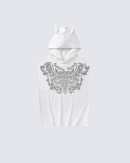 Gothic Hooded Sleeveless Denim Top