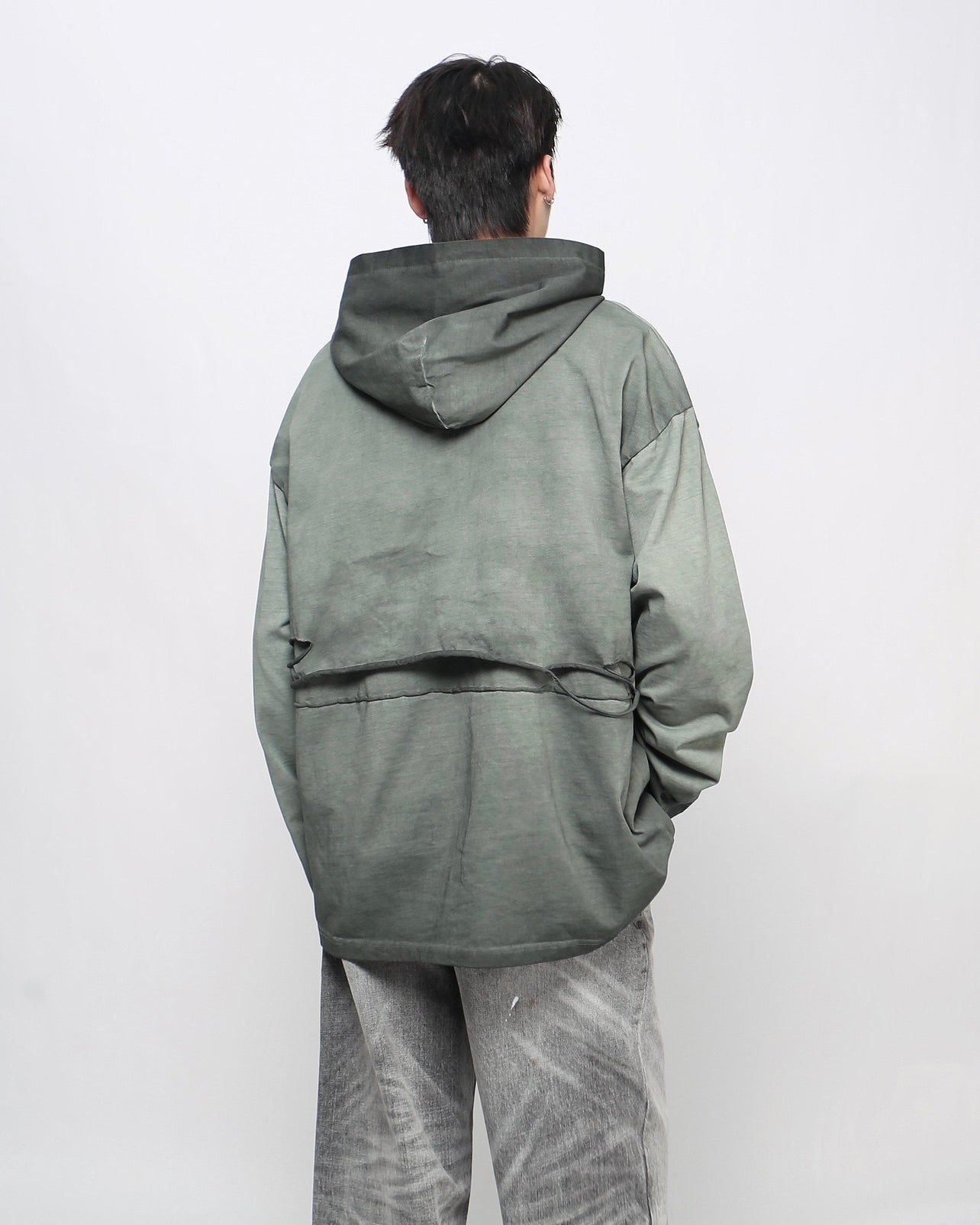 Retro Letter Distressed Hooded Sweatshirt