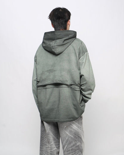 Retro Letter Distressed Hooded Sweatshirt