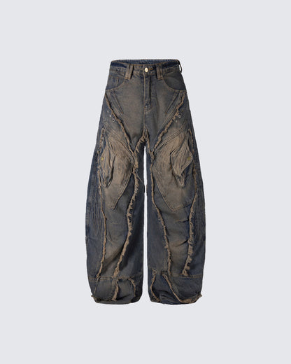 Heavy Deconstructed Washed Jeans