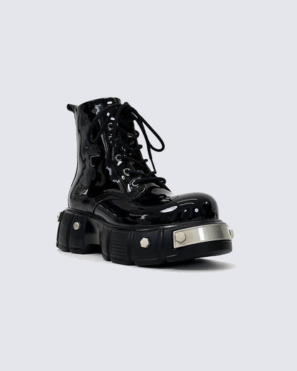 Patent Leather Platform Combat Boots