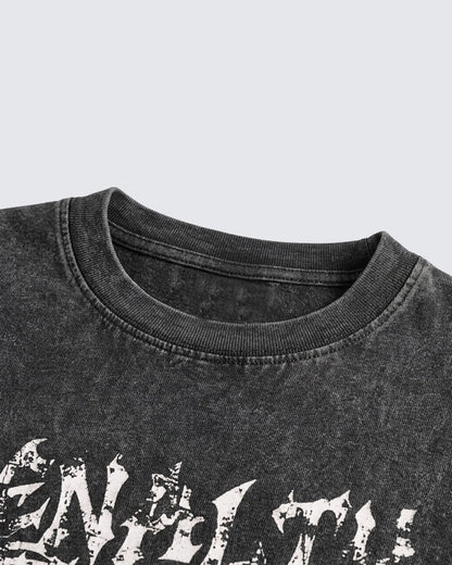 American Washed Distressed Graphic Oversized T-Shirt