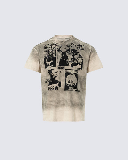American Retro Tie-Dye Distressed Print Casual T-Shirt