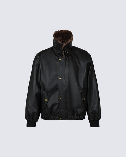 Vintage Mountain Eagle Detachable Leather Jacket