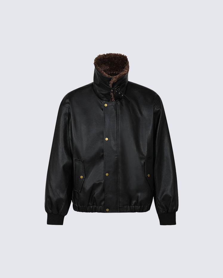 Vintage Mountain Eagle Detachable Leather Jacket
