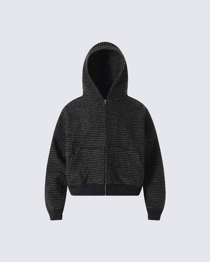 American High-Street Striped Hooded Sweatshirt