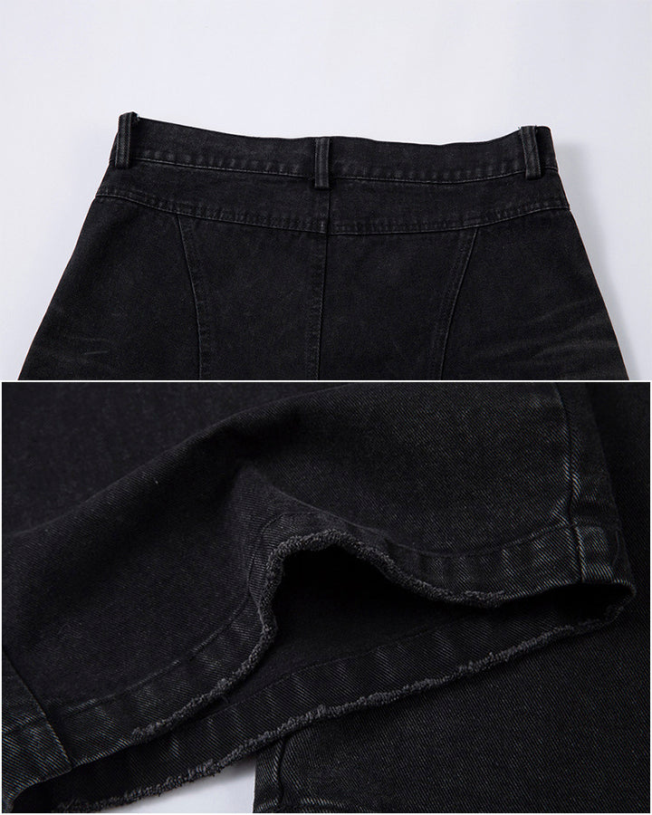Deconstructed Washed Denim Pants