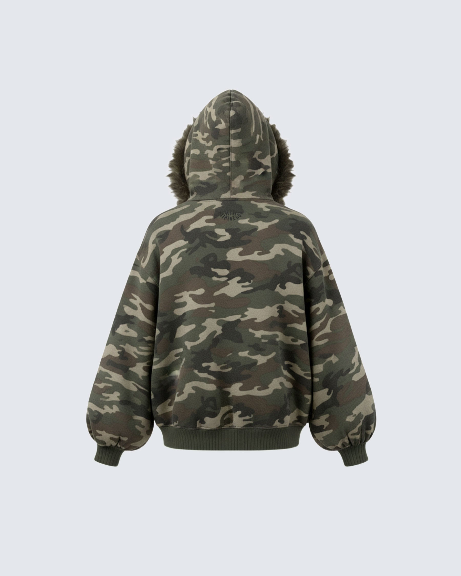Camouflage  Fur Collar Cotton Jacket