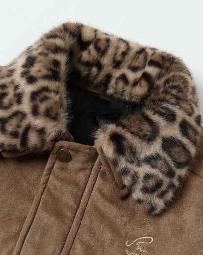 Barn-Style American Leopard Faux Suede Jacket