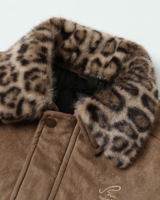 Barn-Style American Leopard Faux Suede Jacket