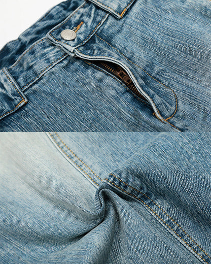 Vintage Washed Wide-Leg Denim Jeans