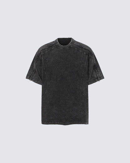 American Yabi Washed Distressed Design Short T-Shirt